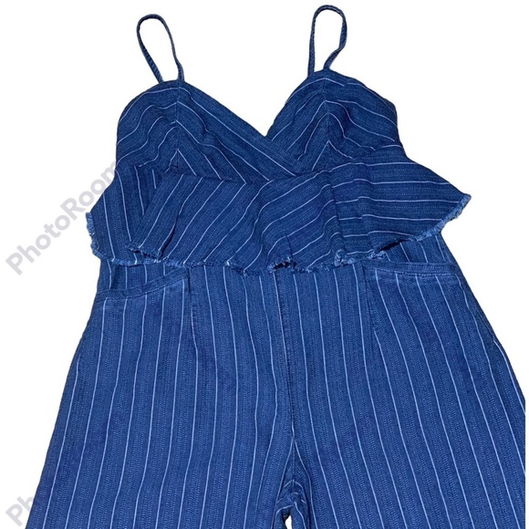 Ettiwa Anthropologie Denim Stripe Wide Leg Zip Back Jumpsuit XS - Picture 2 of 8